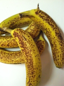 A truly ripe banana has brown freckles.  It's starch has converted to sugar... sweet!